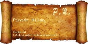 Pintér Milán névjegykártya